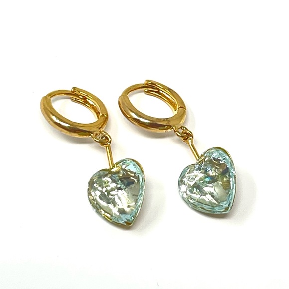 New Anthropologie Heart Huggie Hoop Earrings - Picture 2 of 4